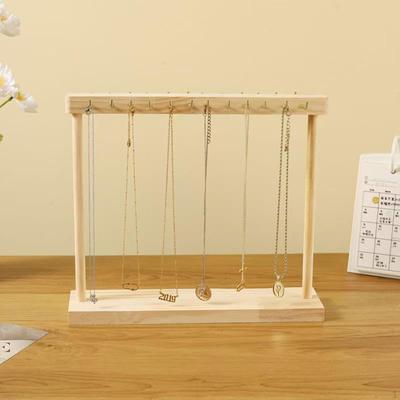 Necklace Display Holder Hanging Hooks Wood Jewelry Organizer Hanger for Shop