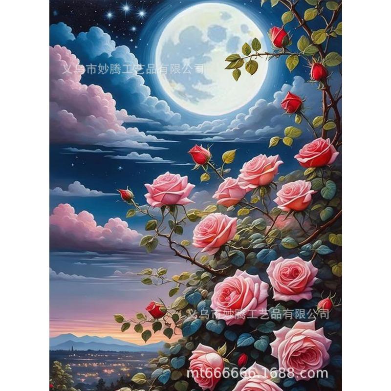 

Diamond Painting DIY Flower Series Full Diamond Round Diamond Point Diamond Painting Masonry Painting Hand Point Diamond Painting 20X30CM