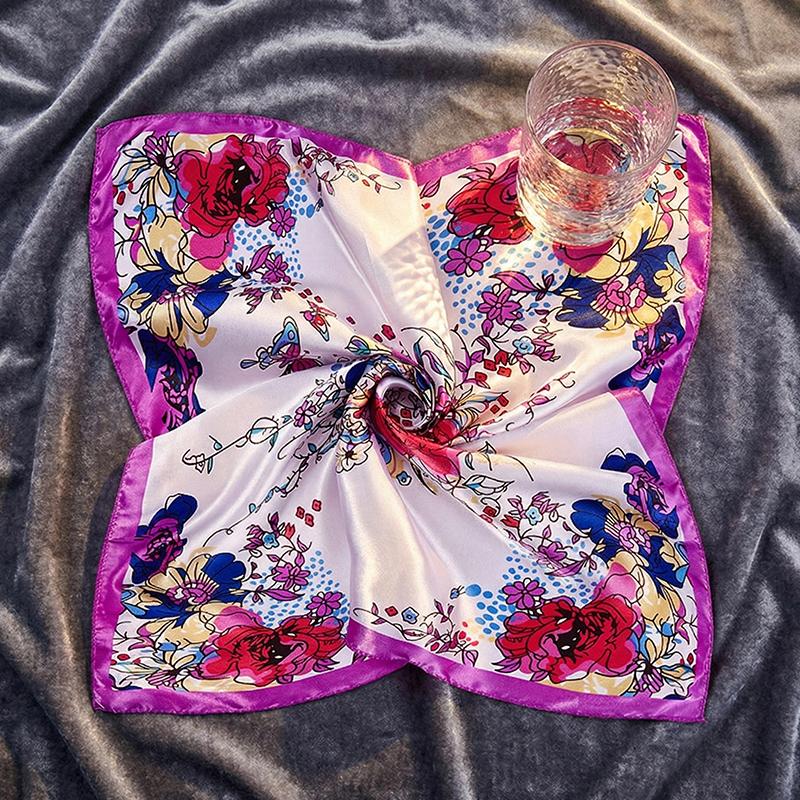 1Pc Square Flight Attendants 50x50CM Elegant Women's Scarfs Fashionable Hijab Bandana Polyester