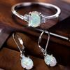 Huitan 2Pcs/Set Women's Oval Simulated Opal Jewelry Set Elegant Earrings Pendant Necklace Engagement Bridal Accessories for Her 1