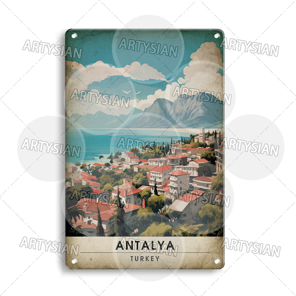 

Нидерланды Турция Путешествия Городской пейзаж Металлическая табличка Стамбул Бодрум Каппадокия Амстердам Анталья Бодрум Гитхорн Металлическая табличка 20x30cm