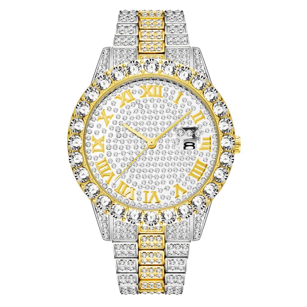 Ceas Hip Hop Fierbinte cu Gheață pentru Bărbați Marca MISSFOX Modă Bling Ceasuri Quartz de Lux cu Diamante Complete