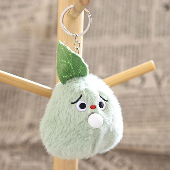 Cute Bubbling Lychee Plush Keychain, Small Stuffed Fruit Mangosteen Pendant for Bag Backpack Purse, Kawaii Key Ring Charm, Gift for Girls Women