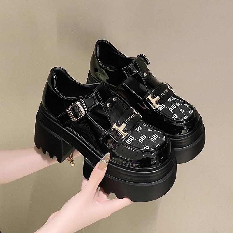 Mesh hollow platform small leather shoes women's summer 2025 new British style summer versatile with skirt breathable loafers