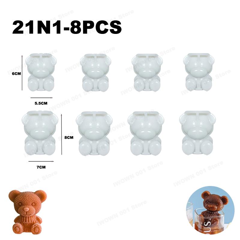 Cute 3D Bear Shape Silicone Ice Cube Mold Ice Grinder Ice Cream Making Molds Cold Drink Coffee DIY Tools for Home Use