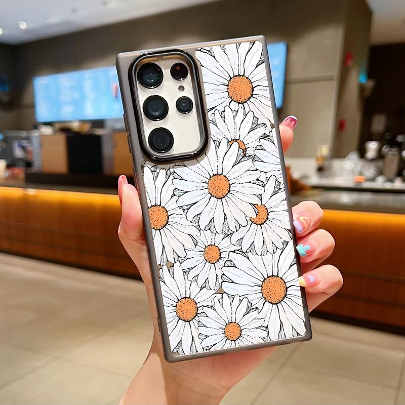 

Металлическая рамка защитный чехол для Samsung S24 Plus S22 Ultra S23 S21 S20 Fe A54 A53 A52 A34 5g узорчатый прозрачный квадратный силиконовый мягкий чехол Samsung S24 чёрный