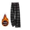 Women's Winter Plaid Wool High-Waisted Straight-Leg Cashmere Pants - Slimming, Loose, and Stylish