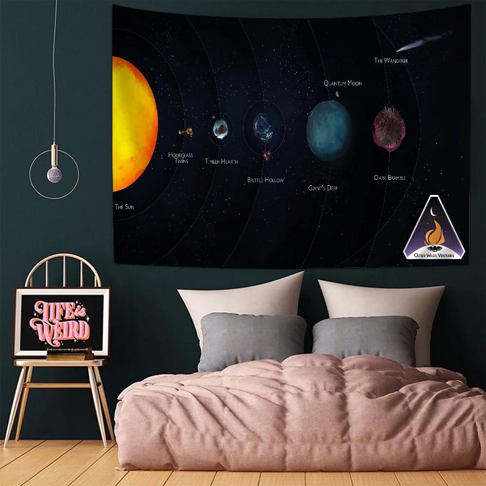 Outer Wilds DIY Wall Tapestry Hanging Tarot Hippie Wall Rugs Dorm INS Home Decor
