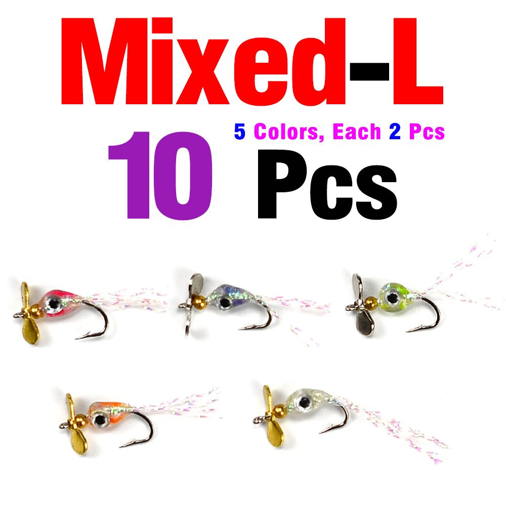 10Pcs Propeller Sequins Fly Bait Rotating Metal Spinner Lures for Fly Fishing Insect Lures Effective Trout And Bass Fishing Lure