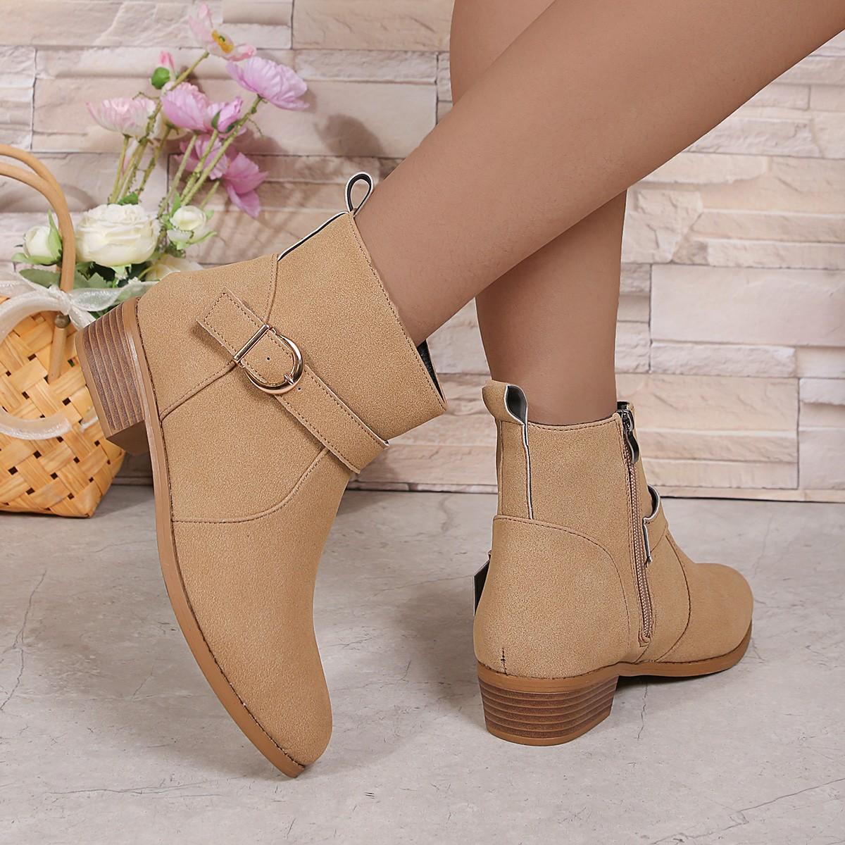 

2025 Independent Station Foreign Trade Large Size Korean Martin Boots Fashion Outer Wear Autumn New Low-top Short Boots 42 хакі