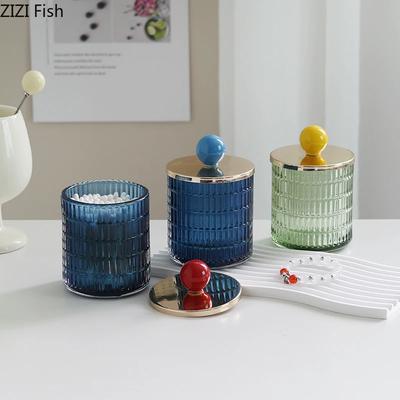 Bunte Glas-Vorratsgläser Relief-Teedose Süßigkeitentopf Keramikkugel Dekorative Aufbewahrungsgläser mit Deckel Ohrringe Schmuckschatulle