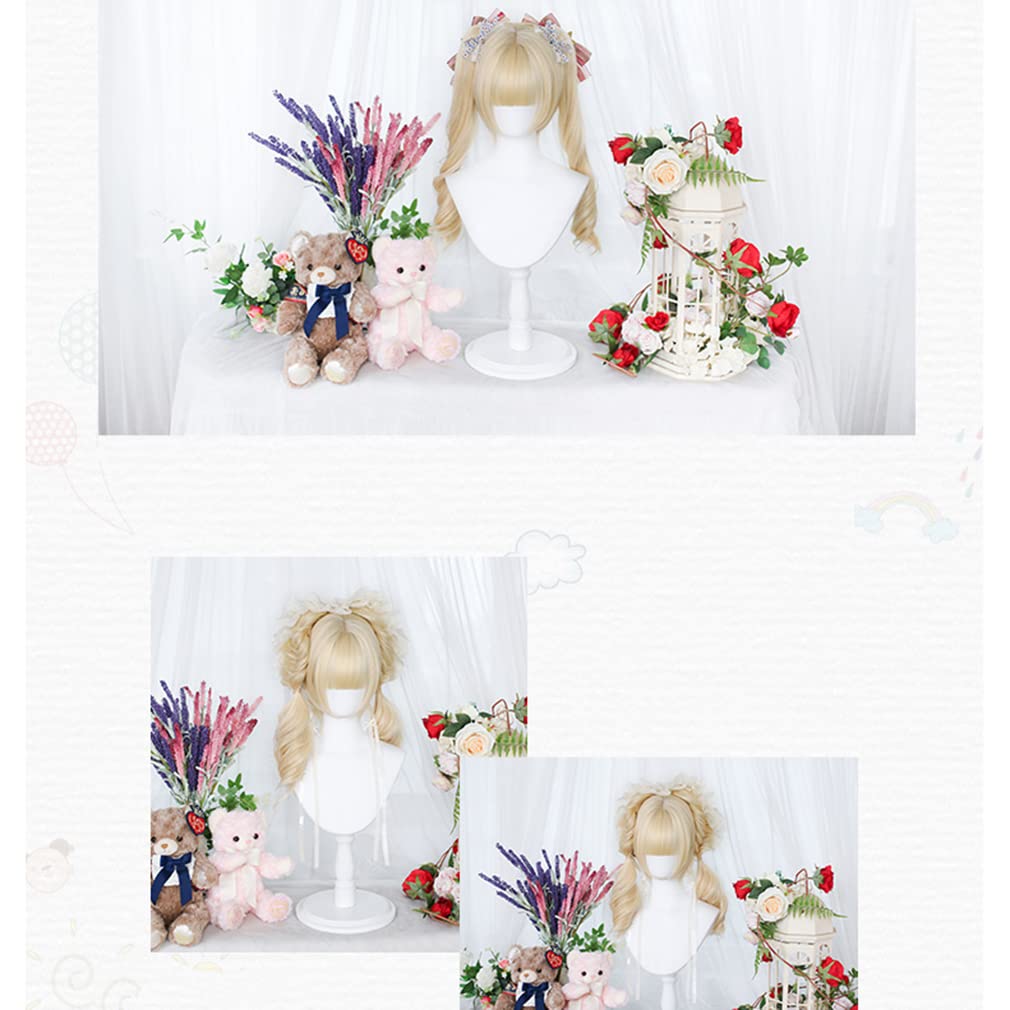 Lolita Harajuku GAL Twin Disguise Costume Cosplay Wig Wig, Style, Style, Blonde, Tail, Curly, Long, Heat-Resistant, Wig, Accessory, Party, Festival,