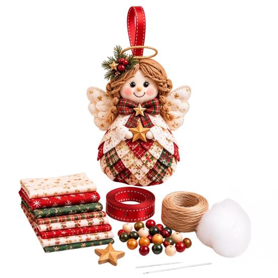 DIY Projects for Winter Festivals Patchwork Ornament Kit Christmas Holiday Decoration, Decorative Fabric Craft Set with Traditional Patterns Seasonal