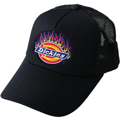 Dickies Flame Logo Standard Mesh Cap, Unisex, Solid Color, 874 Street Cap (JP, Alphabet, Free Size, Black)