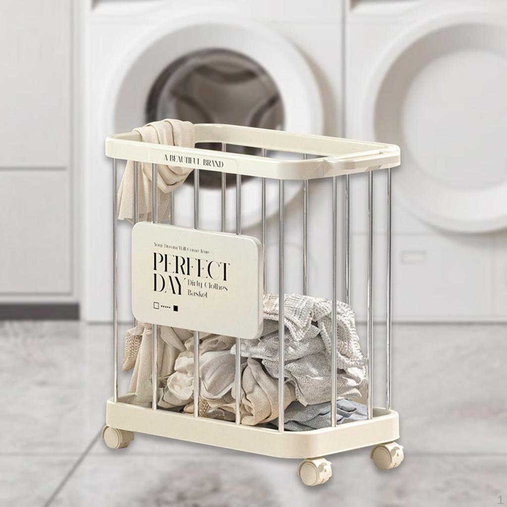 Laundry Basket Dirty Clothes Hamper Cart Rolling for Small Space