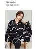 Women's Retro Print Cotton Pajama Set - V-Neck Cardigan, Loose Fit, Comfy Korean Style, Spring/Autumn.
