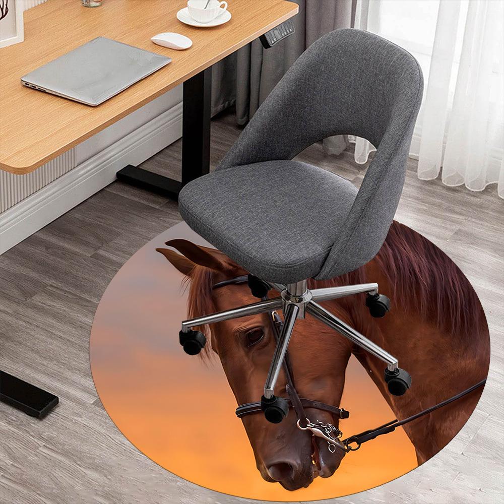 

1pc horse equine Round Chair mat Area Rug - Non-Slip, Floor Mat for Office, Bedroom, and Indoor Decor c1125475 80cm by 80cm
