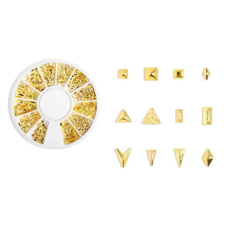 

12 ячеек Золотая Звезда Луна Шарм для Нейл-Арта 3D Металлические Стразы для Украшения Акриловых Ногтей Изготовление Ювелирных Изделий DIY Ремесленная Поставка