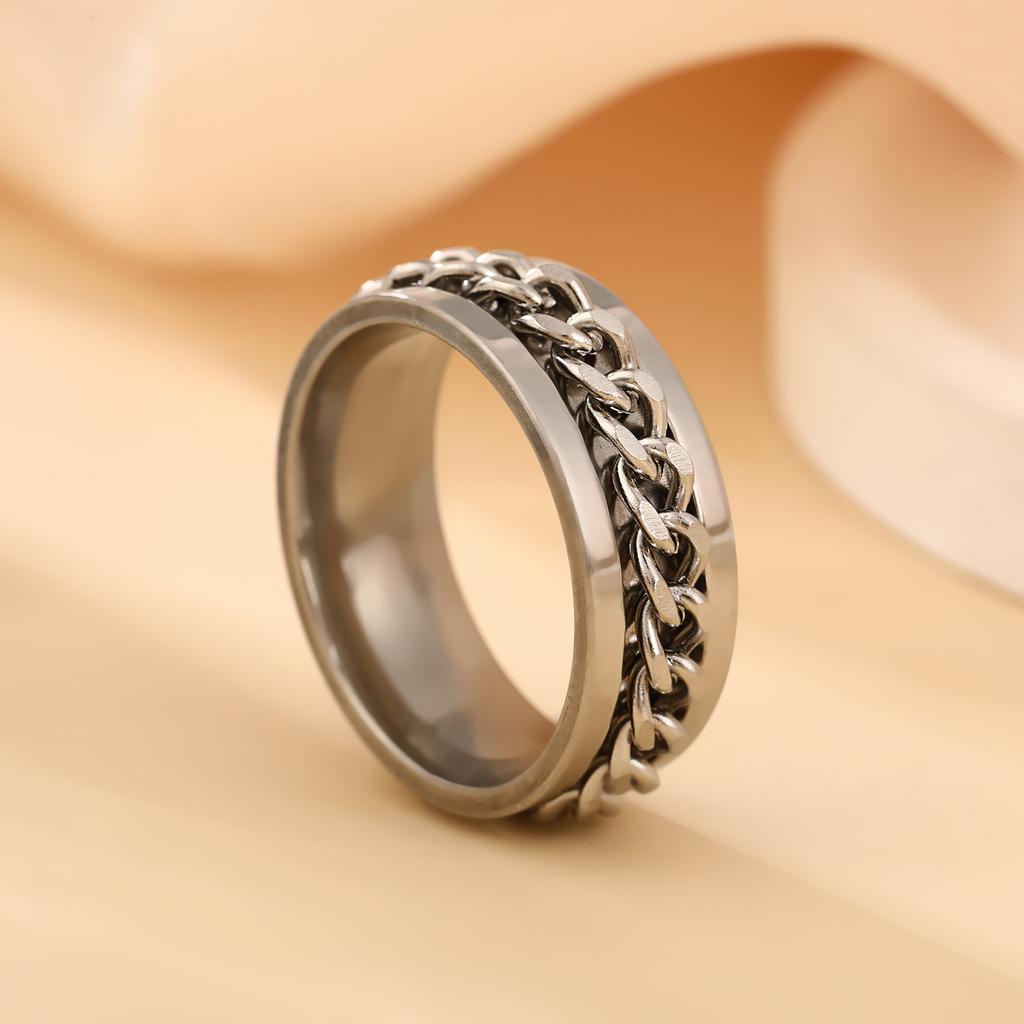 s/Titanium Steel Rotatable Chain Ring Anxiety Multifunctional Jewelry Fashion 8mm Fidget Spinner Rings Power Sense Gifts
