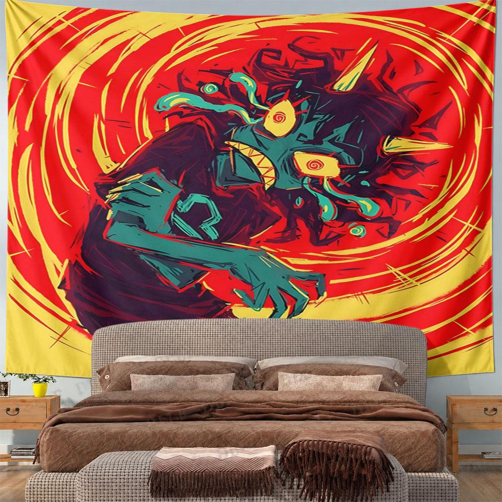 "Colorful Demon Character In Vivid Swirls" Pattern Wall Hanging Tapestry Decorative Tapestry Home Decor for Bedroom and Living Room