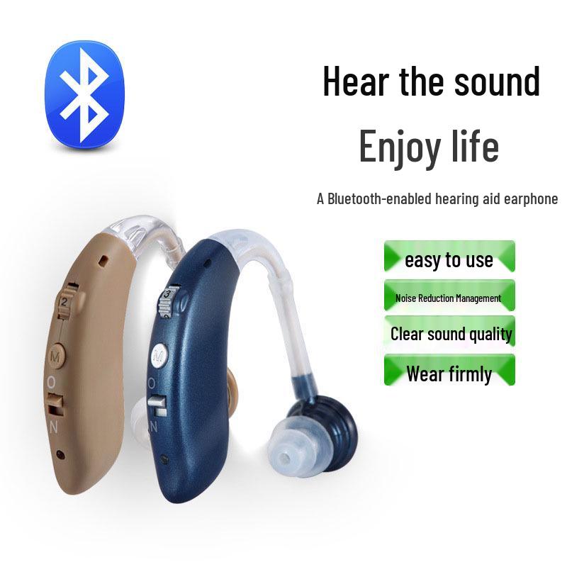 Bluetooth Hearing Aid for Seniors: Behind-the-Ear Voice Amplifier with Accessories Single Bluetooth