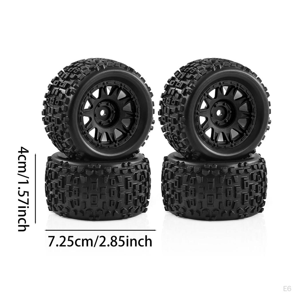 4 Pieces 1/18 RC Car Wheels and Tires Accessories Portable, Sturdy Easy to Install Direct Replaces,