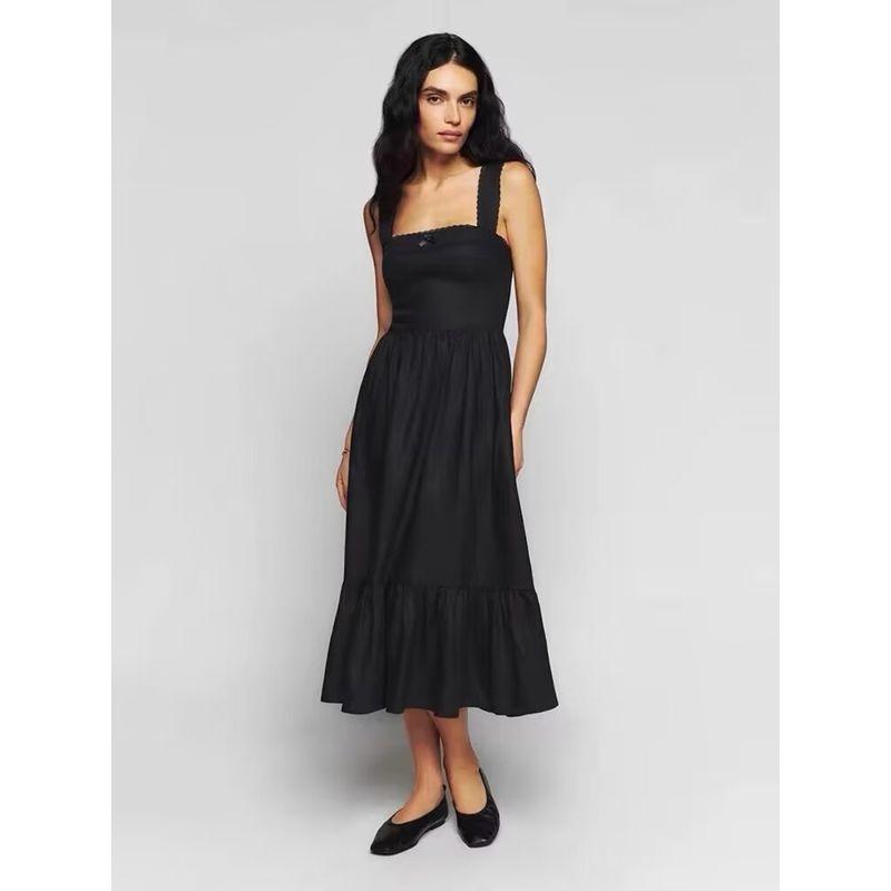 French Style Retro Lace Sling Dress Bows