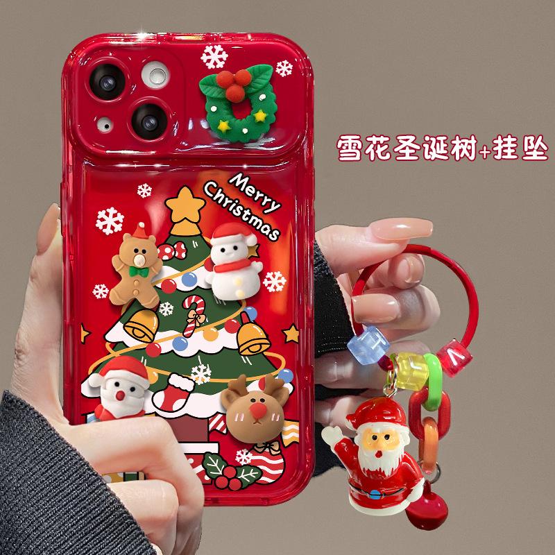 Applicable to Apple 15 mobile phone case iPhone16promax Christmas doll 13 flip mirror 11/12 silicone 17
