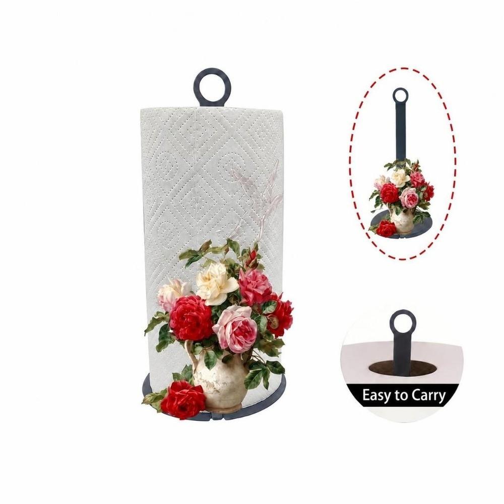 Wooden Base Paper Towel Holder 2D Flat Acrylic Tissue Storage Rack Tissue Holder Home Decor