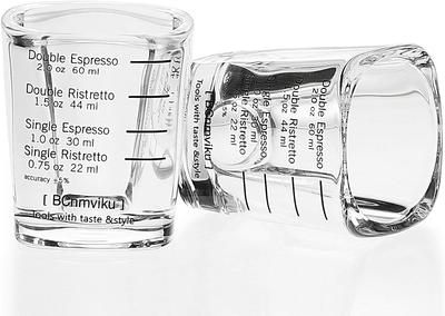 Espresso Shot Glasses, Measuring Cups with Measurement Markings, Reinforced Thickness, Heat-Resistant Glass, Suitable for Espresso Machines,
