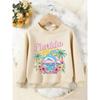 Unisex Kids Crewneck Sweatshirt, Florida Summer Dolphin Palm Tree Floral Print Pullover, Boys Girls Beach Casual Sweatshirt For Kids Over 4 Years Old