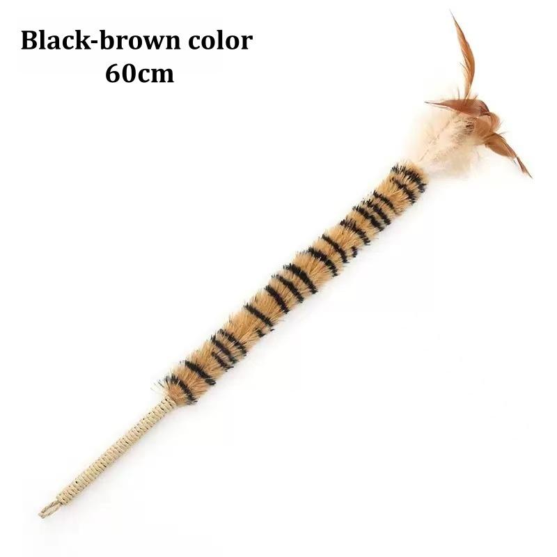 Cat Interactive Toy Handmade Feather Cat Toy Stick with Bell, Grinding teeth, Durable Sisal Rope Handle Fun Toy Cat Supplies