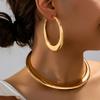 Women's Jewelry Set, Simple and Stylish Glossy Choker and Earrings, Suitable for Daily Wear and Vacation Wear