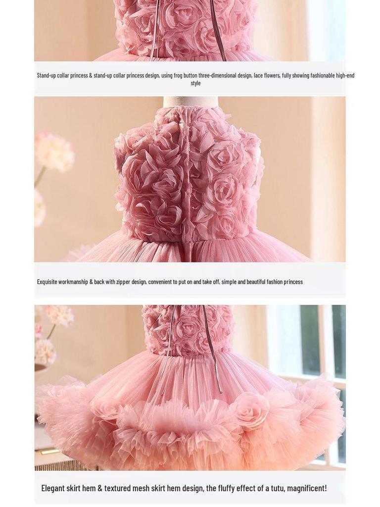 Girls' Flower Girl Wedding and Princess Party Dress for Birthday, Host, Piano Performance, and Special Events
