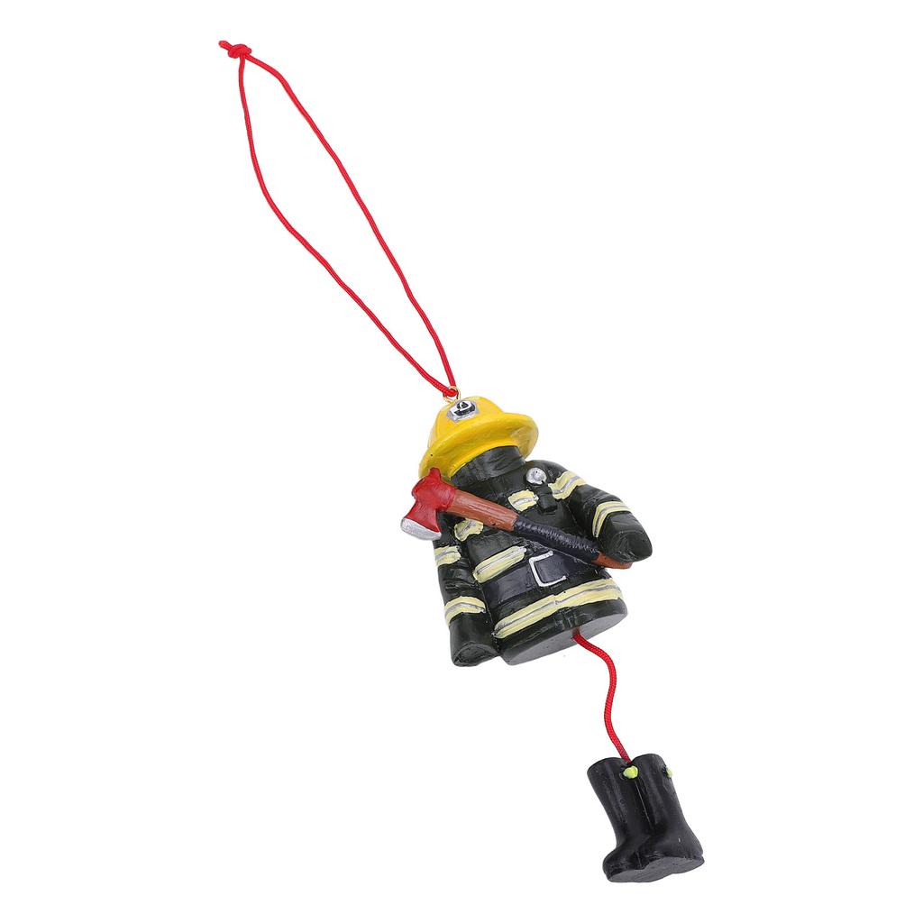Xmas Firefighter Hanging Ornament Yellow Green Color Matching Resin Fireman Xmas Tree Car Decoration
