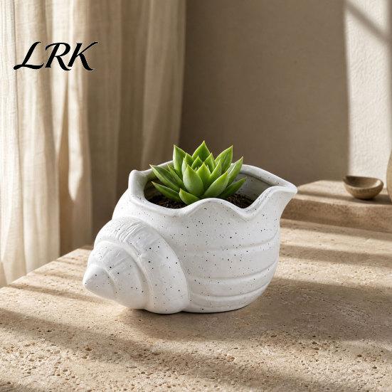3D Printed Flowerpot Conch Flower Pot, Moisture-Resistant Mini Planter with Wavy Edge And Small Pot Drain Hole Design, Ocean Style for Pothos