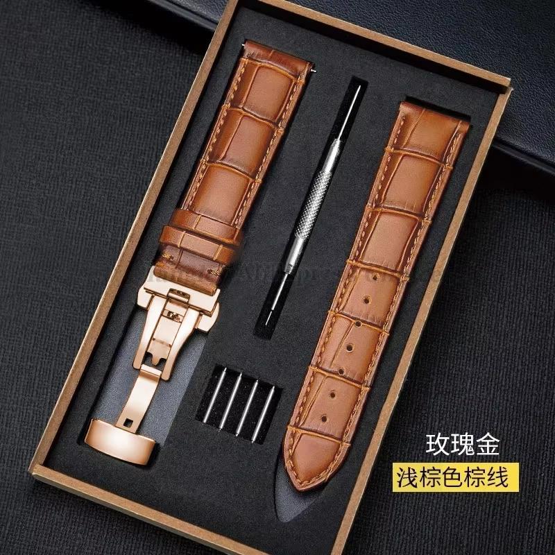 Echtes Lederarmband 14/16mm 18mm 20mm 21mm 22mm 24mm Uhrenarmband mit Box Faltschließe Ersatzarmband Uhrenzubehör