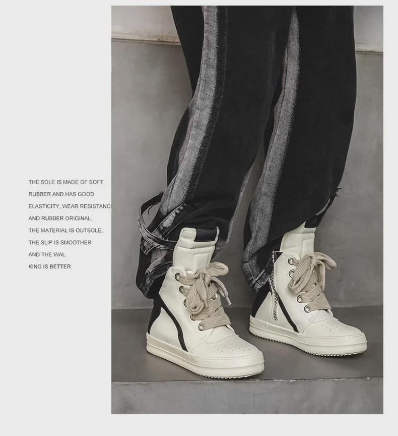 RO High-Top Retro Motorcycle Boots - Men's Versatile Autumn/Winter Casual Sports Footwear X168