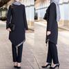 Muslim Arab Split Two Piece Set Tops & Pants Simple Ramadan Moroccan Islamic Middle East Clothing Dress Set for Women