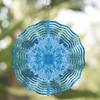 Blue White Metal Wind Spinner with Hanging Chain 2D Garden Art Sculpture for Outdoor Yard Patio Decor All Season Windmill Spinner