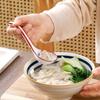 Set of 4 Porcelain Ramen Spoons Curved Handle Cooking Utensil Wonton Ceramic Soup Spoon  Home