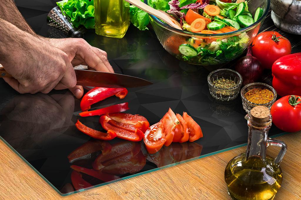 TAGLIERE IN VETRO 52x30 NERO