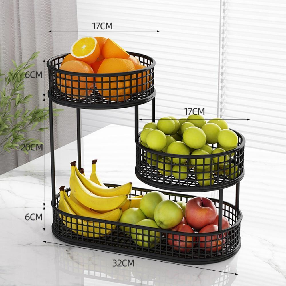 

Countertop Fruit Basket Metal Wire Storage Basket Space Saver Vegetables Fruit Display Rack for Living Room Kitchen Dining Table