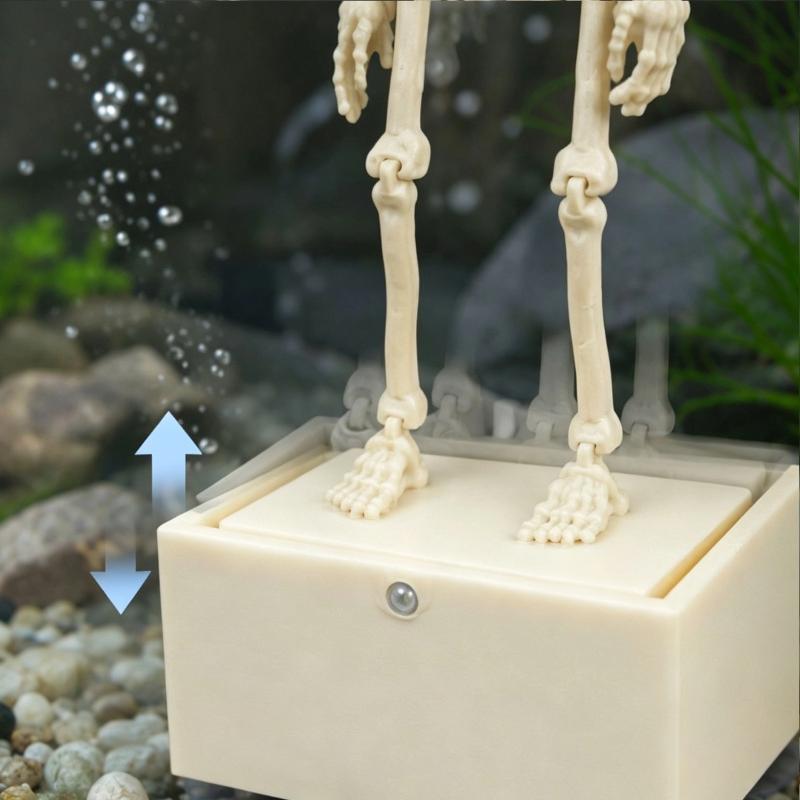 1 Stück Skelett Aquarium Dekoration 3D Gedrucktes Tanzendes Skelett Aquarium Sprudler Ornament Luftbetrieben Bewegliches Skelett Halloween Dekoration