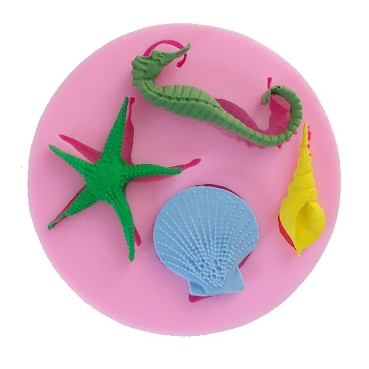 New ELINKA Sea Life Stlye Silicone Candy Chocolate Clay Gumpaste Sugar Craft Fondant Mold
