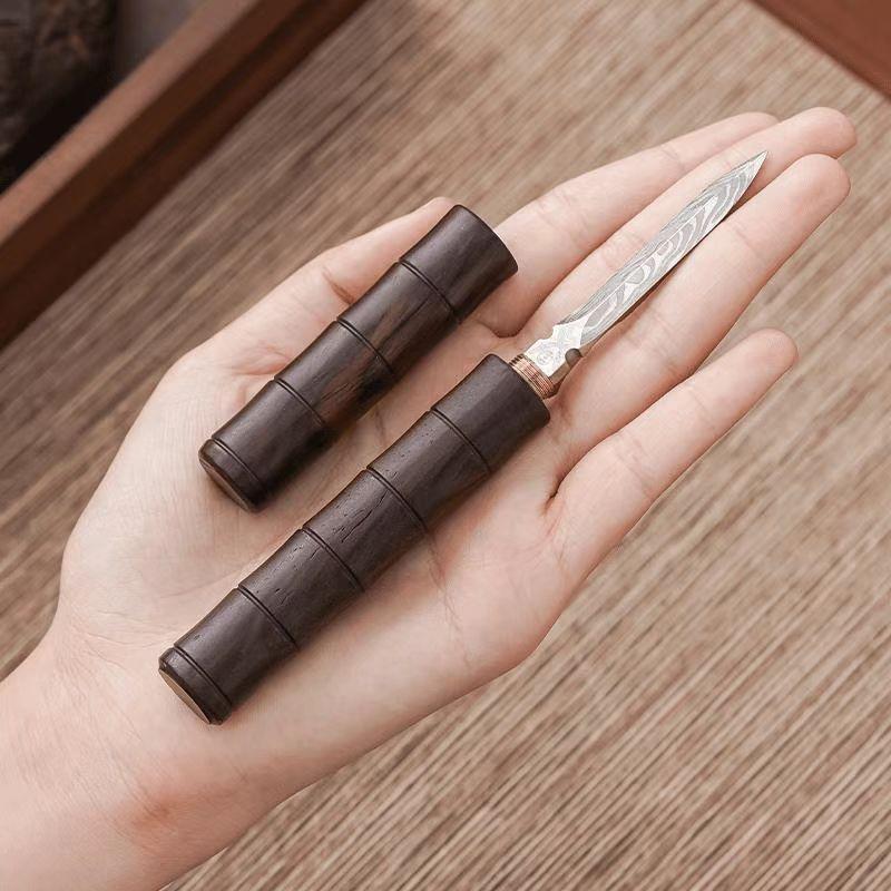 Ebony Damascus Tea Knife High-end Solid Wood Kung Fu Tea Set Accessories Pry Tea Tool Tea Opener Pu'er Tea Knife
