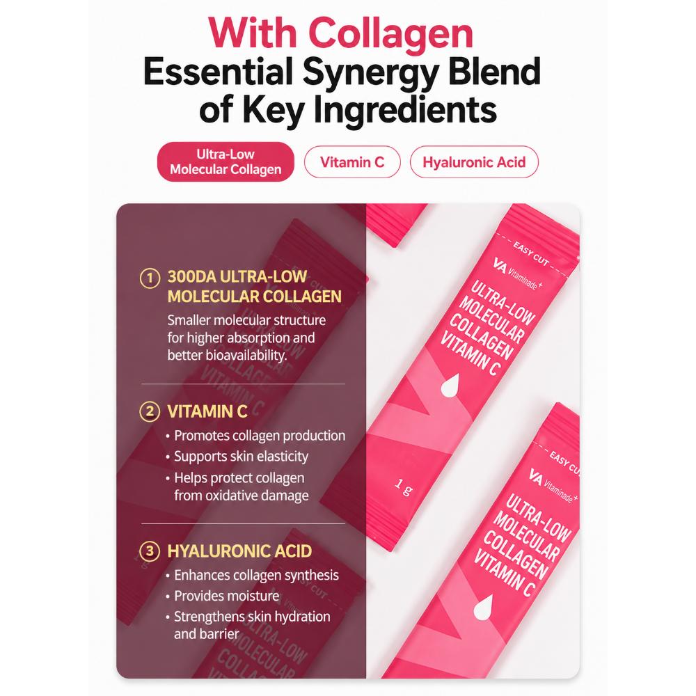 [vitamin village] Low Molecular Fish Collagen Vita C Powder Stick, 30 sticks