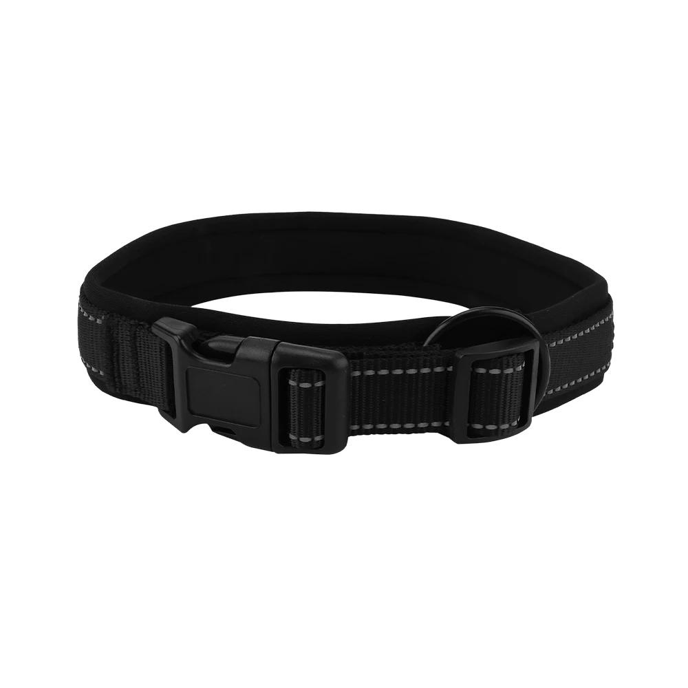 Guler pentru câine din material reflectorizant de nailon pentru scufundări, guler pentru animale de companie cu mărime ajustabilă, căptușit, moale și confortabil pentru plimbări