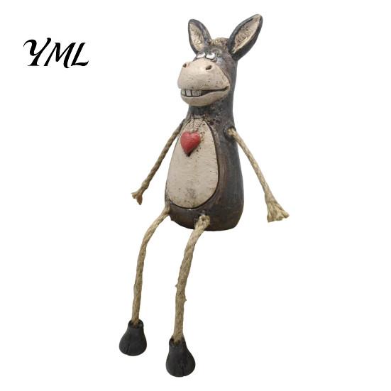 Unique Office Desk Accessories Rustic Donkey Shelf Sitter Figurine, Hanging Leg Farm Animal Statue, Artistic Home Accents Whimsical Country