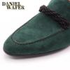 Fashion Luxury Brand Men's Suede Loafers Handmade Slip on Green Causal Shoes Penny Loafer Formal Dress Office Wedding Leather Shoes Men